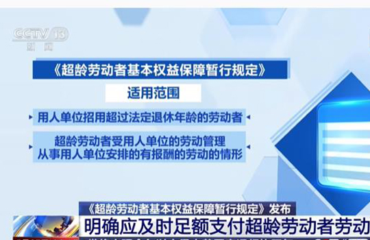 년령초과로동자 권익 명확히 한 첫 전문규정 7월 1일부터 시행!