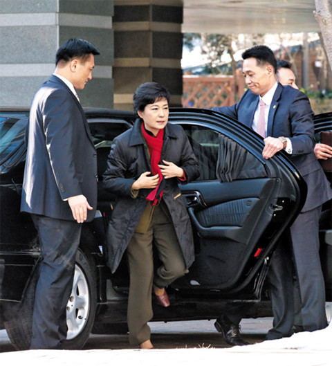 한국 대통령당선인 박근혜 출근 첫날