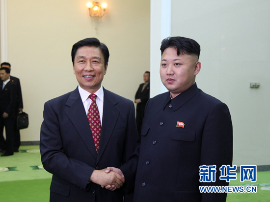 조선 최고지도자 김정은 중국 국가부주석 리원조를 회견