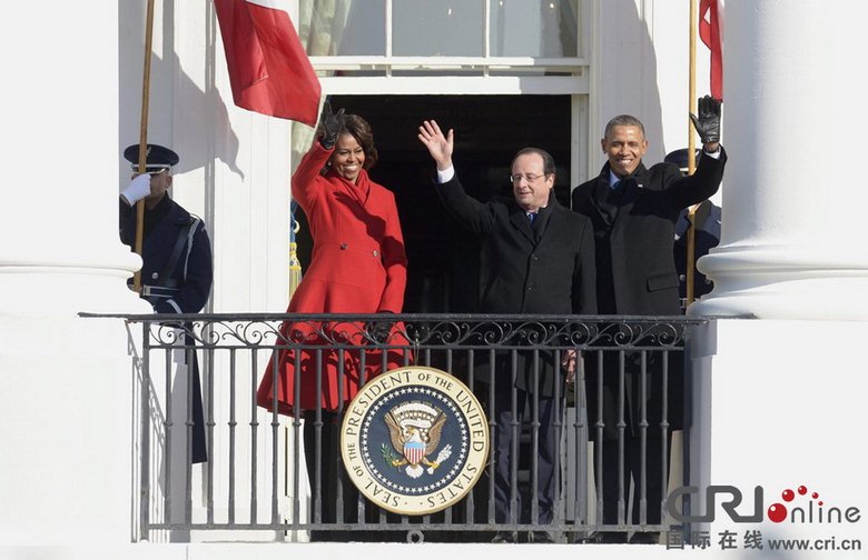 오바마 의식 거행해 프랑스 대통령 올랑드 환영
