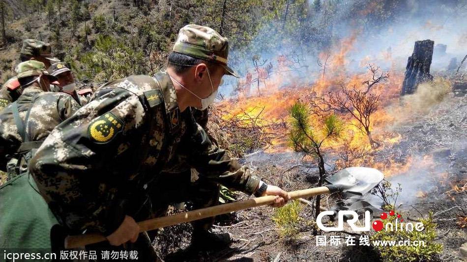 운남 샹거리라 하루만에 두차례 산림화재 발생, 무장경찰 긴급 진압
