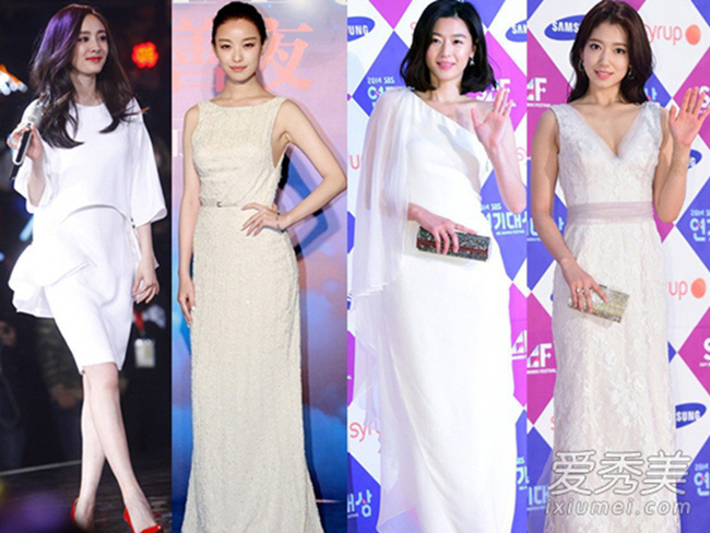 전지현, 박신혜, 범빙빙, 양멱 등 중한 녀신들 흰 드레스로 아름다움 다퉈